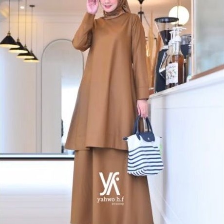 Preloved Setelan Rok Tunik PNS Wanita Khaki