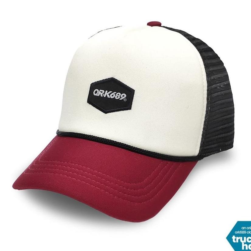 Topi Pria Jaring Baseball Trucker Hat Prostyle Logtype Cream Black