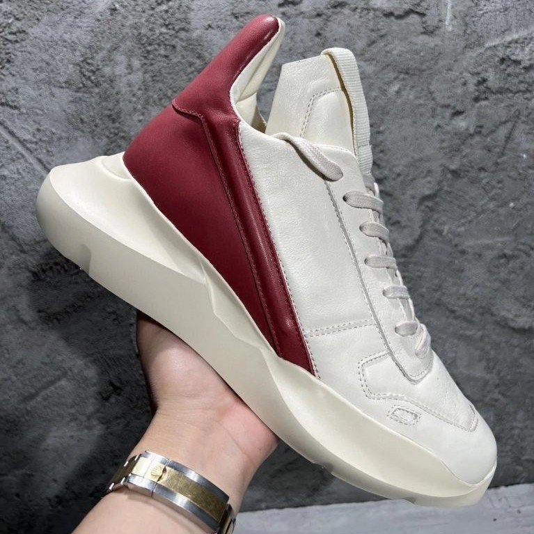 RO Rick Owens DRKSHDW Geth Runner Milk Red Sneaker