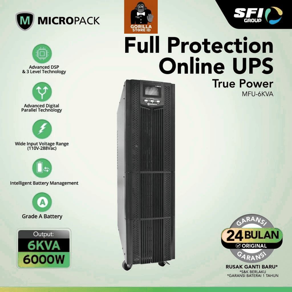 Micropack UPS Online Premium Stabilizer - Lightning Protection (Anti Petir) - 6KVA - MFU-6KVA