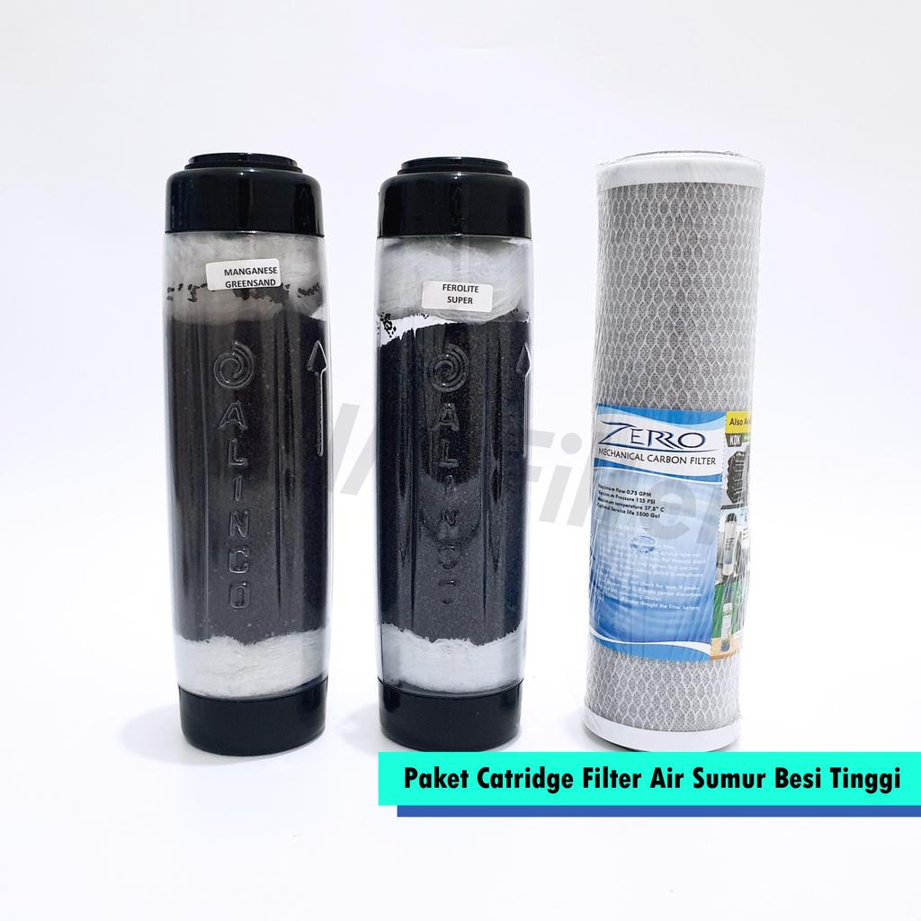 ELIM Filter - Paket 3 Catridge Filter Air Sumur Zat Besi Tinggi 10 inch (Manganese, Ferolite, CTO)