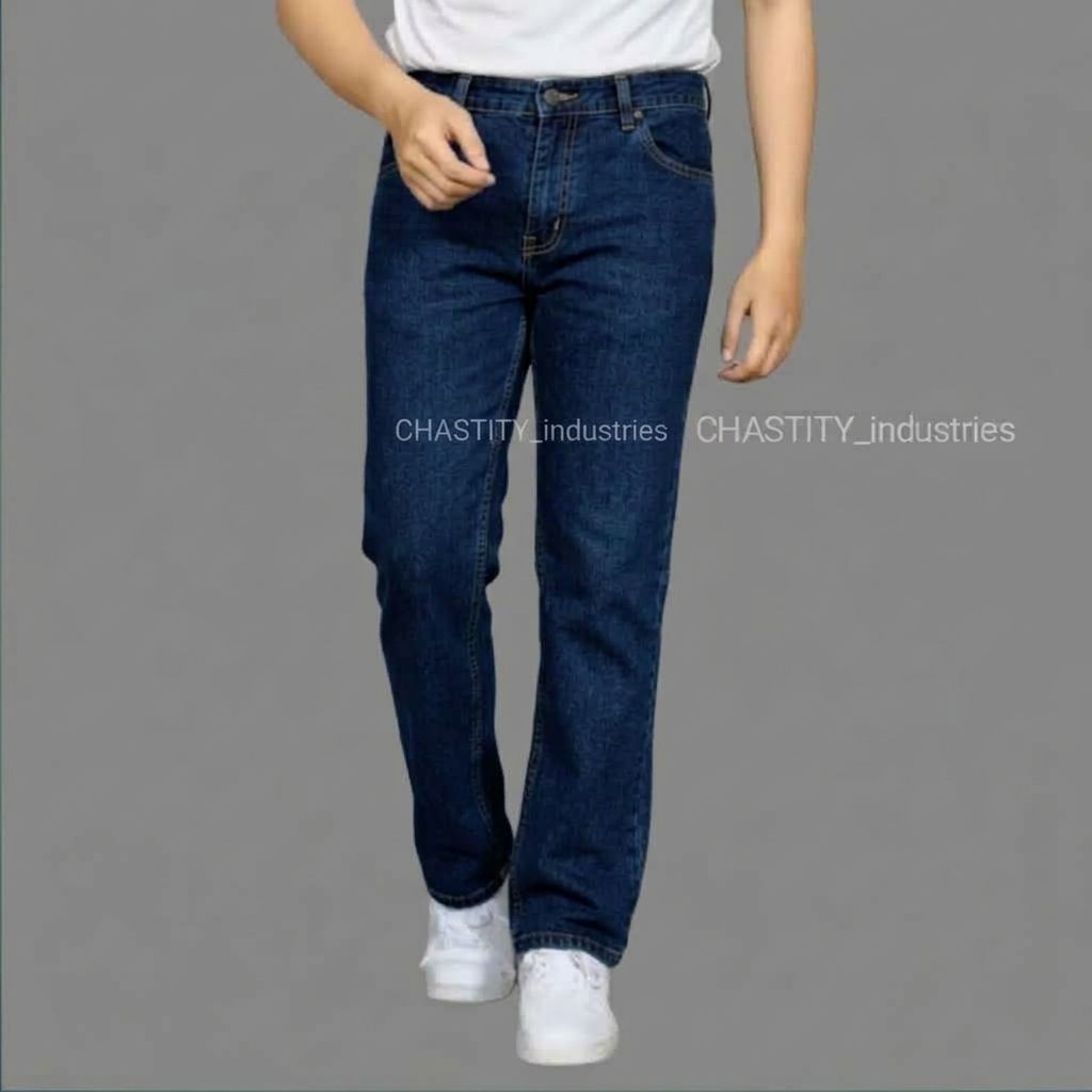 CHASTITY Celana Jeans Pria Celana Standar Reguler Panjang
