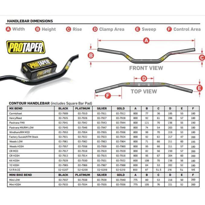 Handlebar Protaper Contour ORIGINAL / Stang Protaper Motor MX Protaper