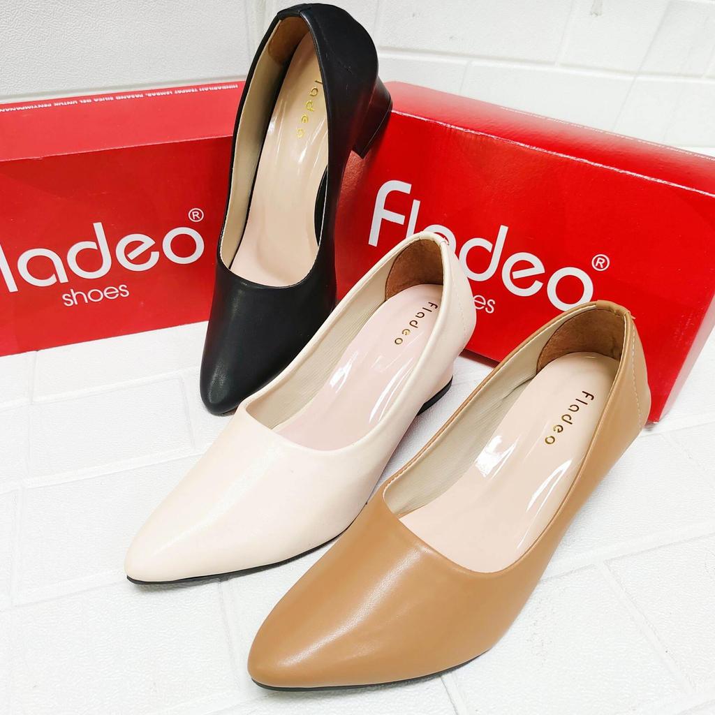 Sepatu Kerja pantofel Wanita Fladeo Polos heels 5cm PL5