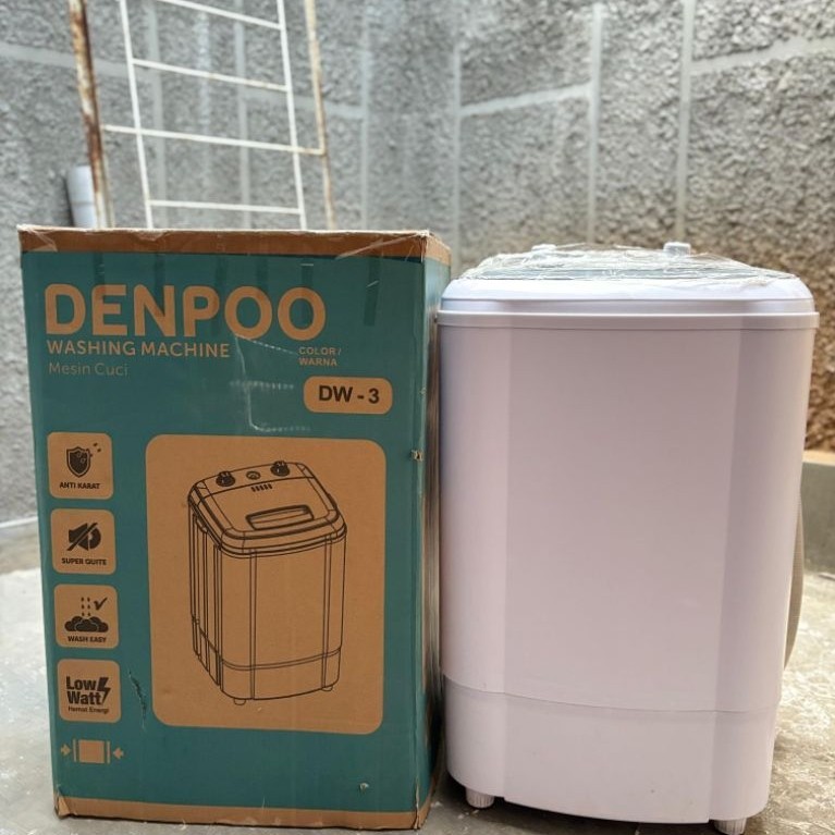 Mesin Cuci Denpoo DW 3 Mesin Cuci Portable Mini Kapasitas 4.5 Kg - Mesin Cuci Ekstra Pengering Merk 