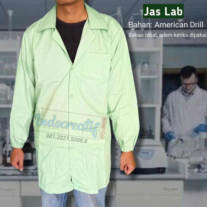 Jas Lab Laboratorium Lengan Panjang Baju Laboratorium Hijau Muda Murah - XXXL