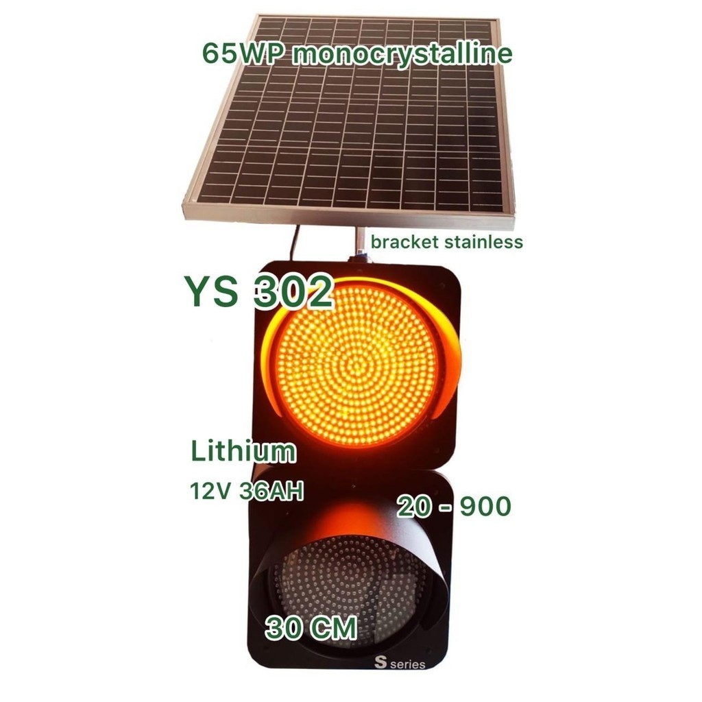 lampu led warning light solar 2 aspek 30cm 20cm S SERIES YS301 YS302 lampu warning solar 1 aspek 30c