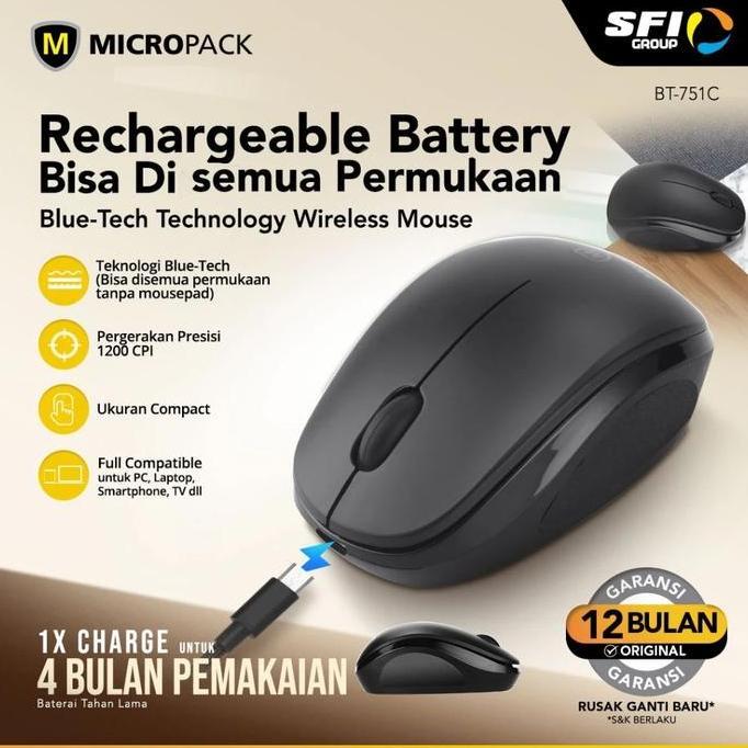 Jejex- Micropack Mouse Wireless Rechargeable Blue Tech - Bt-751C