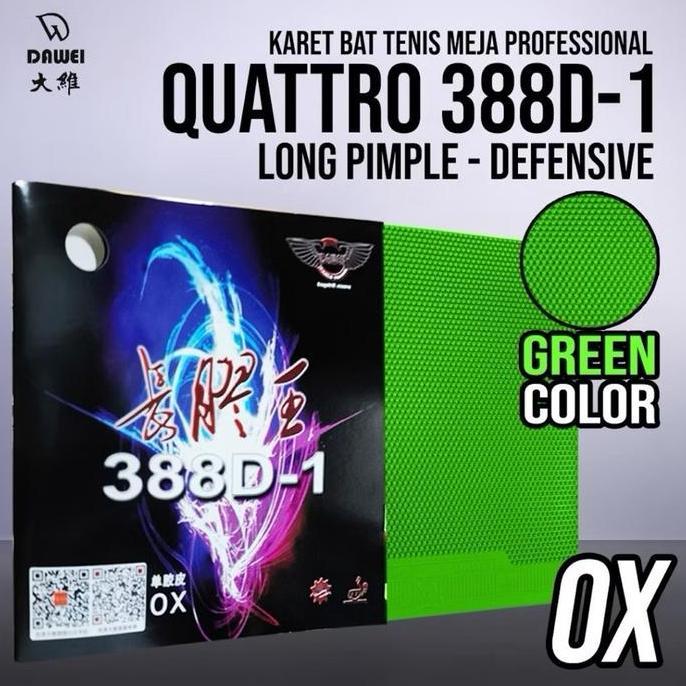 BEBAS ONGKIR - Karet Bet Pingpong Tenis Meja DAWEI QUATTRO 388D-1 COLOR Bintik Panjang OX Original
