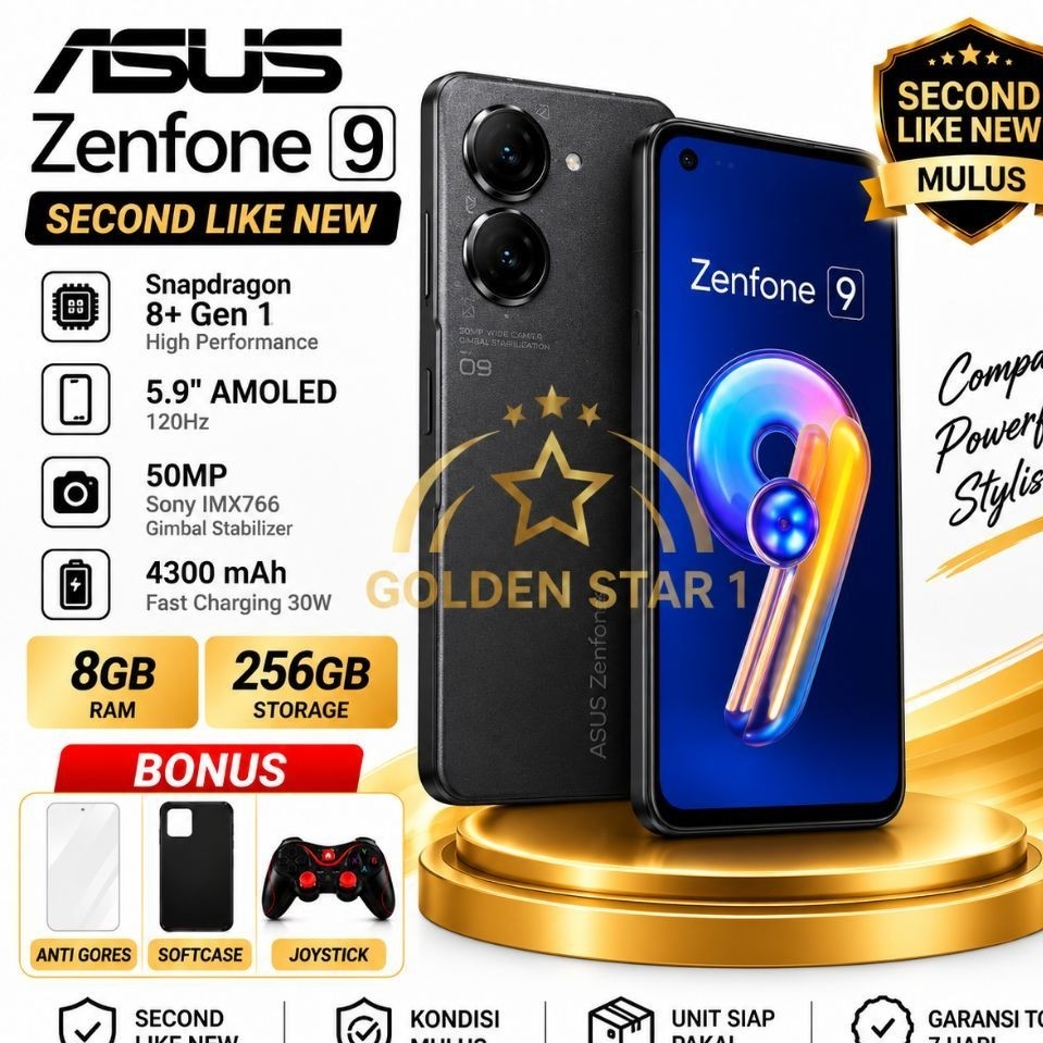 ASUS Zenfone 9 8/256GB Snapdragon 8+ Gen 1 Second Like New Bonus Lengkap