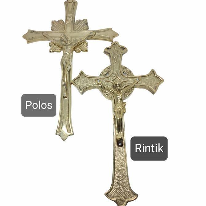 Salib Dinding salib gantung Yesus INRI Kuningan