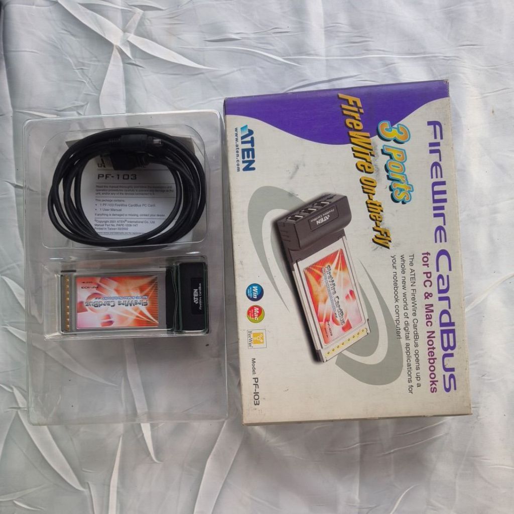 ATEN FireWire CardBus (Model PF-103) ekspansi PCMCIA 32-bit preloved