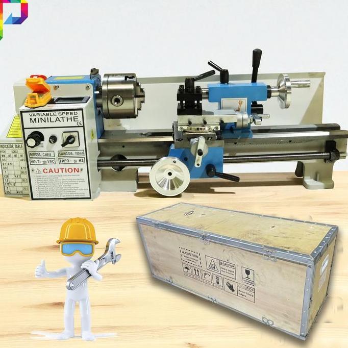 Alat Mesin Bubut Mini Lathe Wood Metal Working 550 Watt 3500 Rpm Cj0618