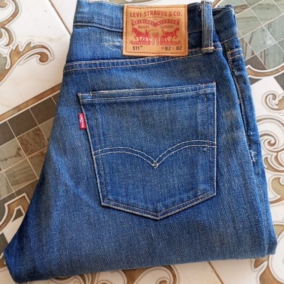 Celana Jeans Denim Second Bekas Branded Pl Levis 511 Size 32 Riped