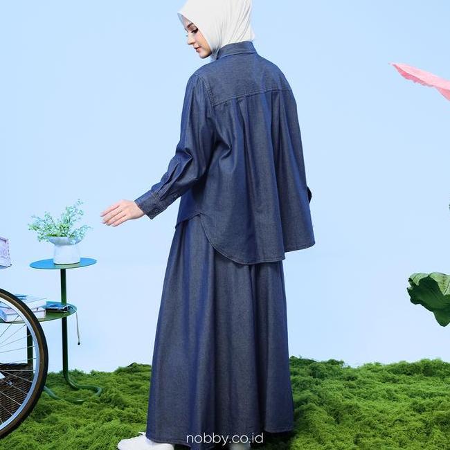 Nobby Kaely Skirt Rok Dewasa Bawahan Casual Wanita Bahan Denim Fodia Remaja Serut