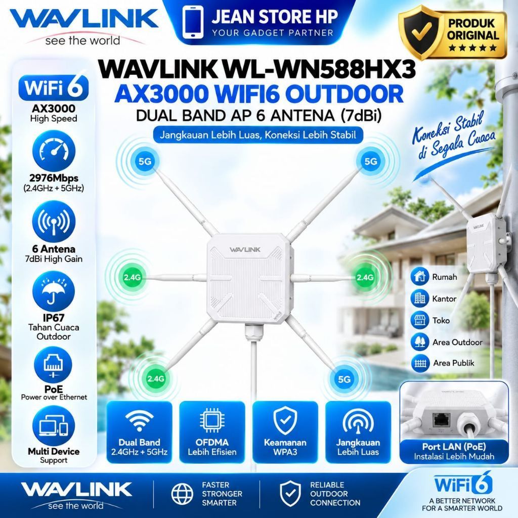 WAVLINK WL-WN588HX3 AX3000 WIFI6 OUTDOOR DUAL BAND AP G ANTENA
