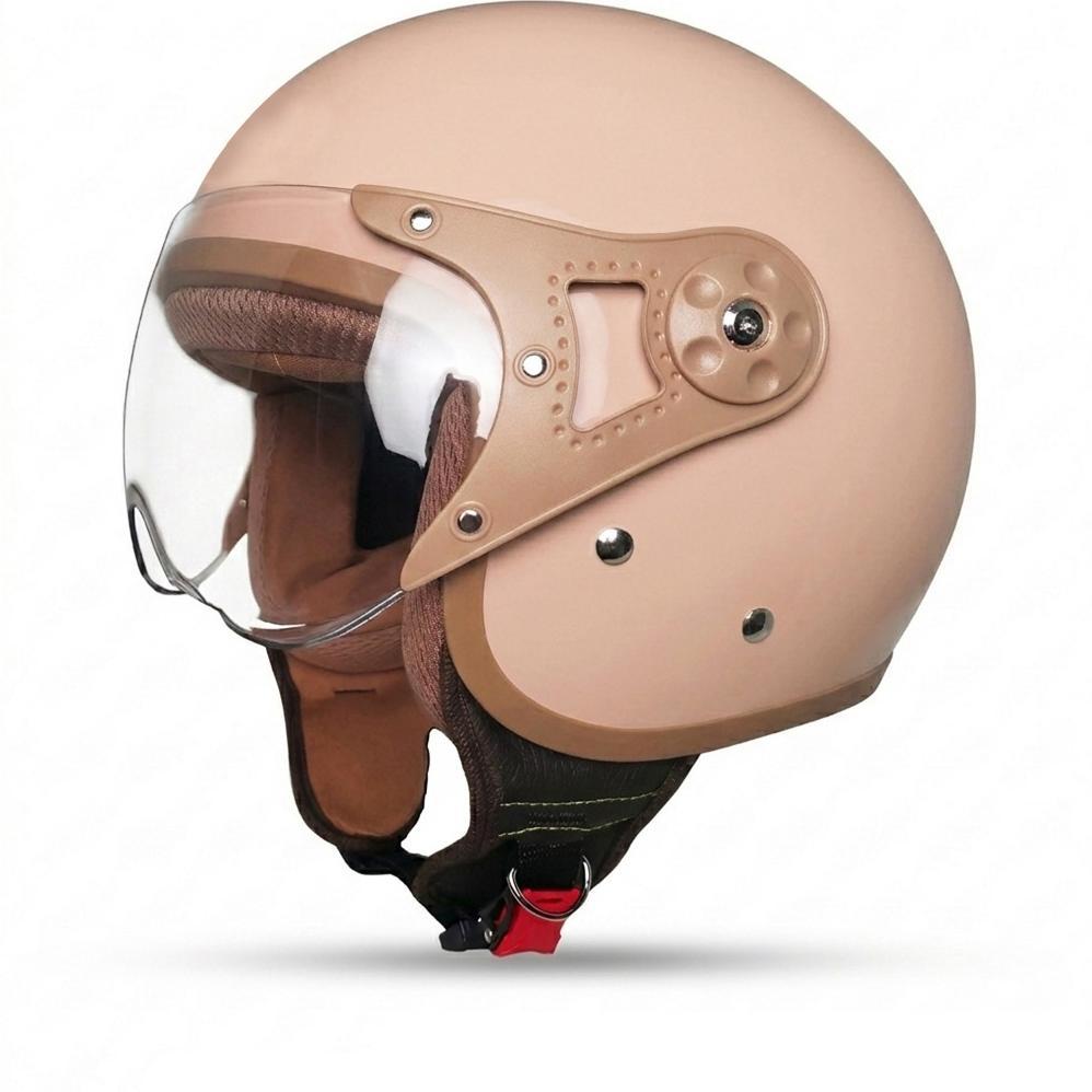 Hemat Helm Bogo Pilot | Mocca Glosy | Retro Dewasa Kaca Pilot | Helm Motor Sni Stylish Wanita