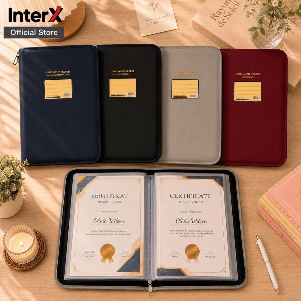 [ JUBI ] InterX Folder Document Kulit Anti Air / Document Keeper / Map Dokumen Resleting Isi 20/40/6