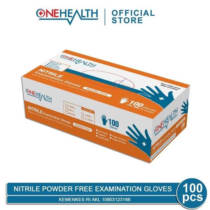 READY STOCK ONEHEALTH NITRILE POWDER FREE EXAMINATION GLOVES SARUNG TANGAN NITRIL - ALKES BOGOR OFFI