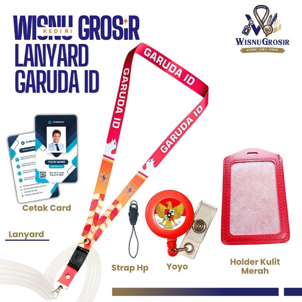 LANYARD TALI ID CARD GARUDA ID / LANYARD MERAH PUTIH TERMURAH [READY STOK]