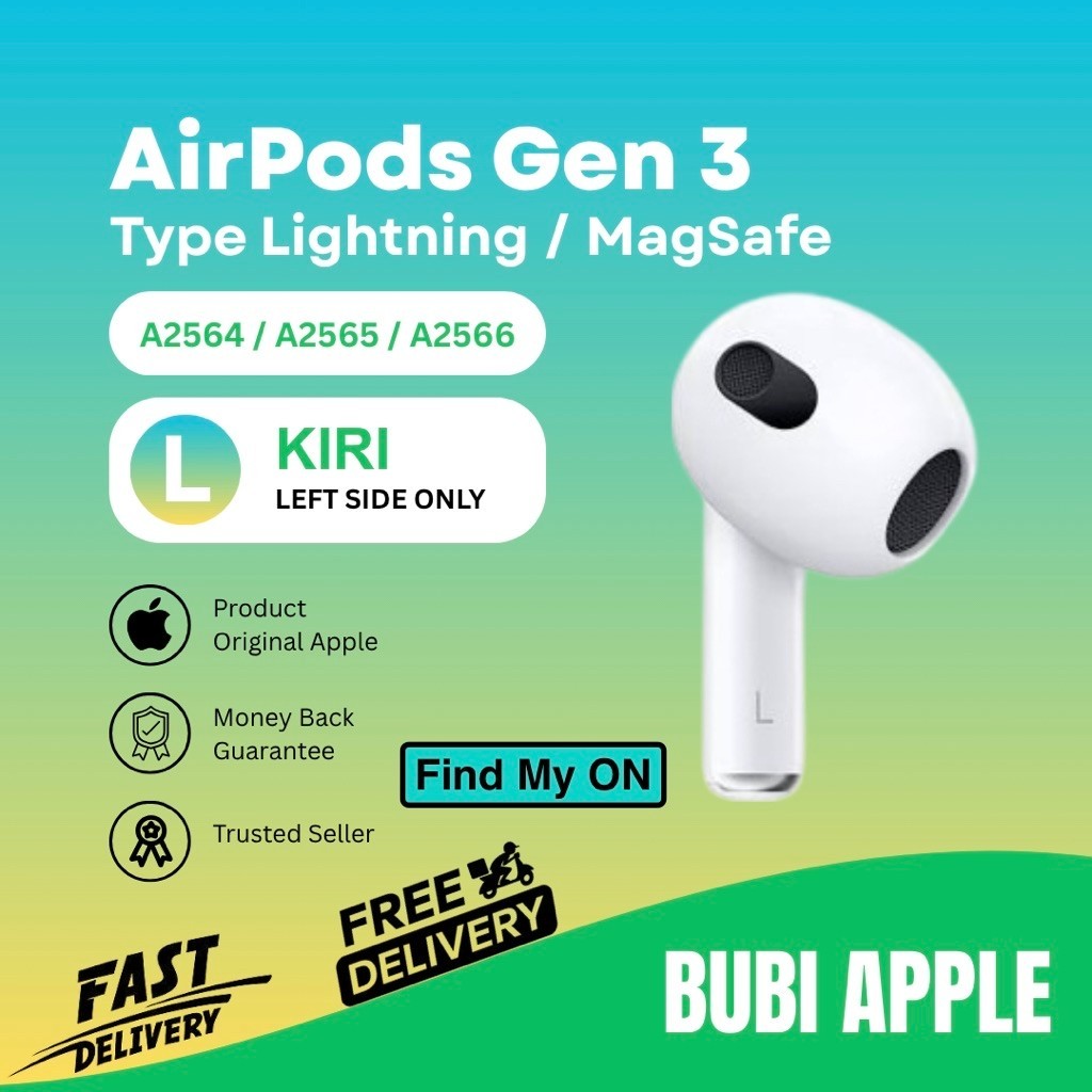 airpods gen 3 original cabutan kiri/left only earpiece