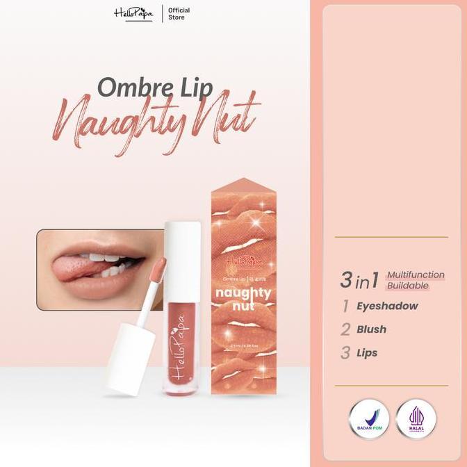 Rose- [Ned] Beautetox X Hello Papa Kiss & Blush Set 3 In 1 Lip Tint Blush Lips And Eyeshadow With Hy