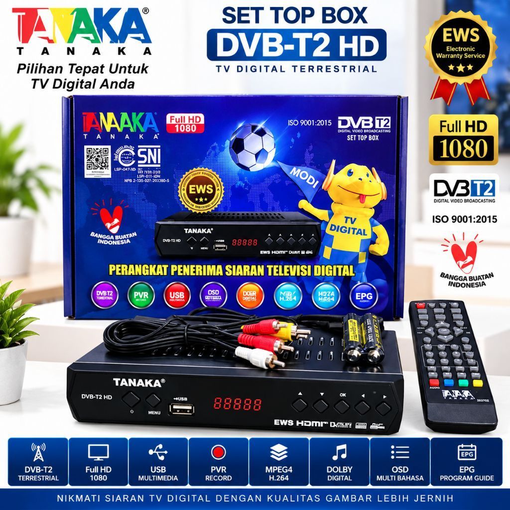 TANAKA  SET TOP BOX STB  RECEIVER PENERIMA SIARAN TV DIGITAL DVBT2