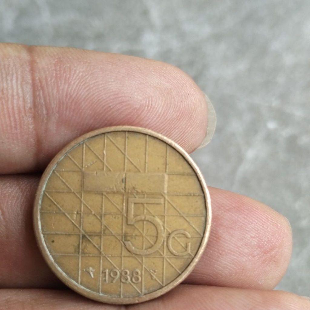 Koin Kuno Belanda 5 Gulden Beatrix 1988.