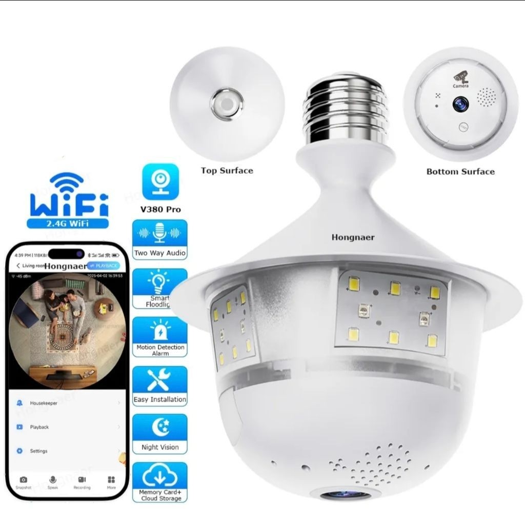 New Cctv IP Bohlam Rumah lampu v380pro fish eye  kamera Full HD Cctv wifi Bohlam panoramic