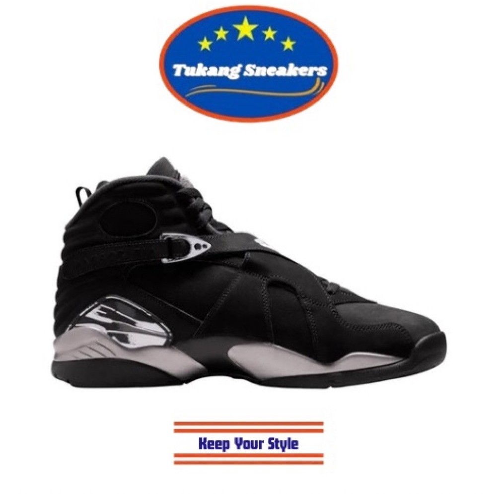 Sepatu Basket Pria Nike Air Jordan 8 Retro Black White Graphite NIK305381007