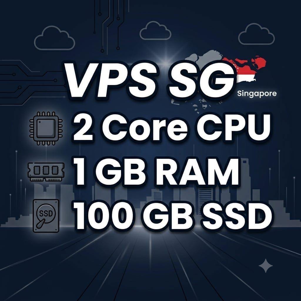 VPS Singapore Cloud Server 2 Core CPU / 1GB RAM / 100GB SSD Storage Low Ping 1 Tahun