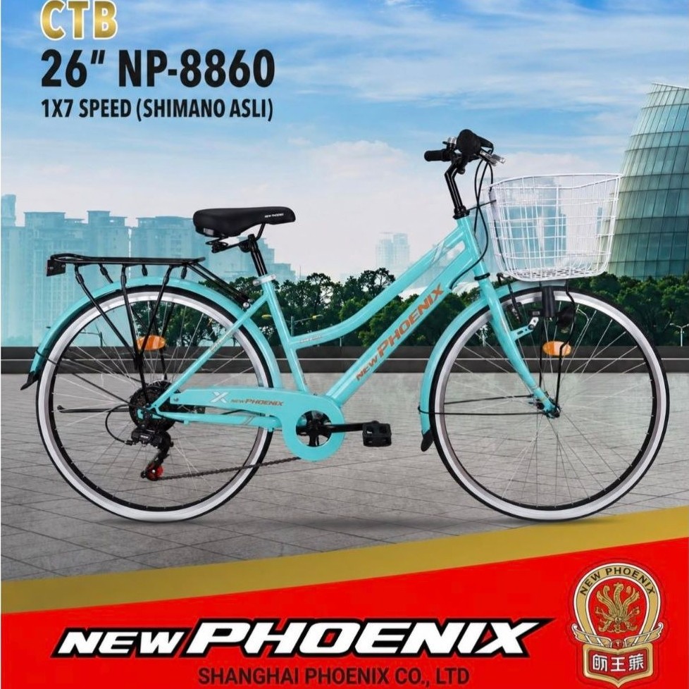 Sepeda Perempuan Dewasa CTB 26 Inch Phoenix 8860 Keranjang Tutup Polos