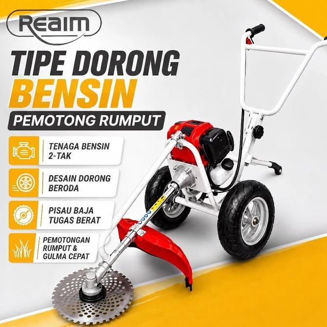 Reaim Mesin Potong Rumput Dorong 2Tak Mesin Pemotong Rumput Dorong Arit Rumput Pemotong Rumput 52Cc
