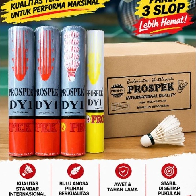 3 SLOP SHUTTLECOCK PROSPEK ORIGINAL KOK BADMINTON