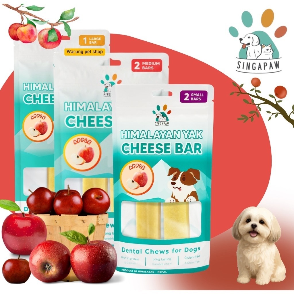 Singapaw Himalayan Yak Cheese Bar Apple Dental Chews For Dog
