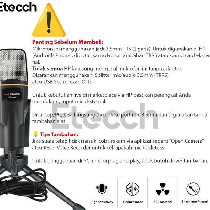 Musica- Mikrofon Kondenser Studio Profesional Microphone With Stand Metal Plastik