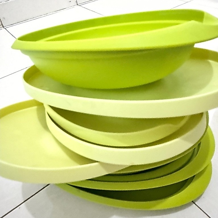 Tupperware Blossom Plate Hijau 4 Pcs Ori Baru