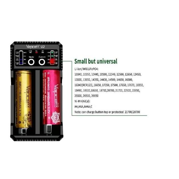 Authentic VAPCELL U2 Fast Charger Battery 2A | 18650 21700 AAA AA