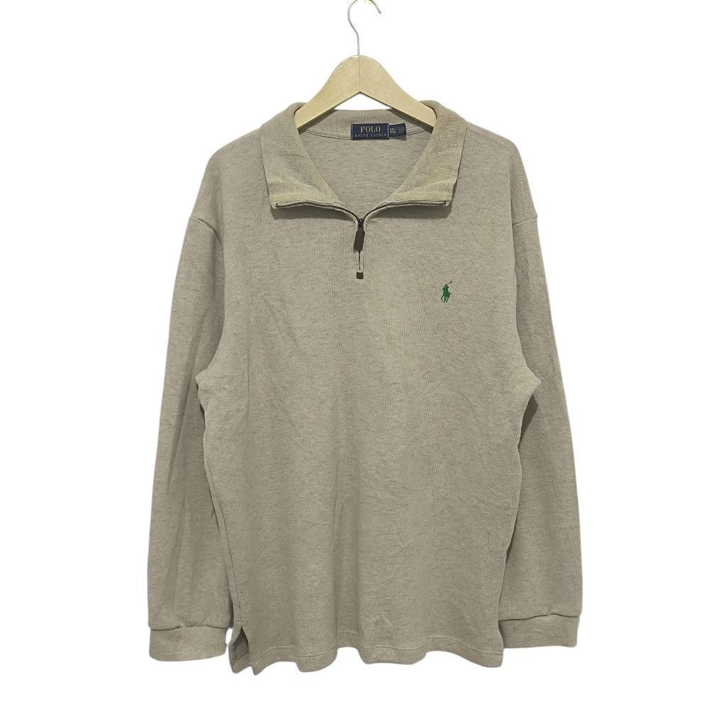 Sweater Jacket Half Zipper Quarterzip Polo Ralph Lauren Beige XXL