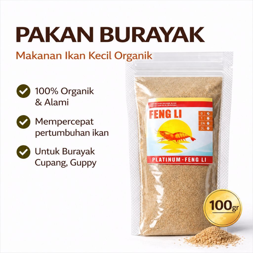 Pelet Ms Fengli 0, Ms Fengli 1, Ms Fengli 2A .Pakan Burayak / Anakan Cupan Guppy Molly Udang & Kutu 