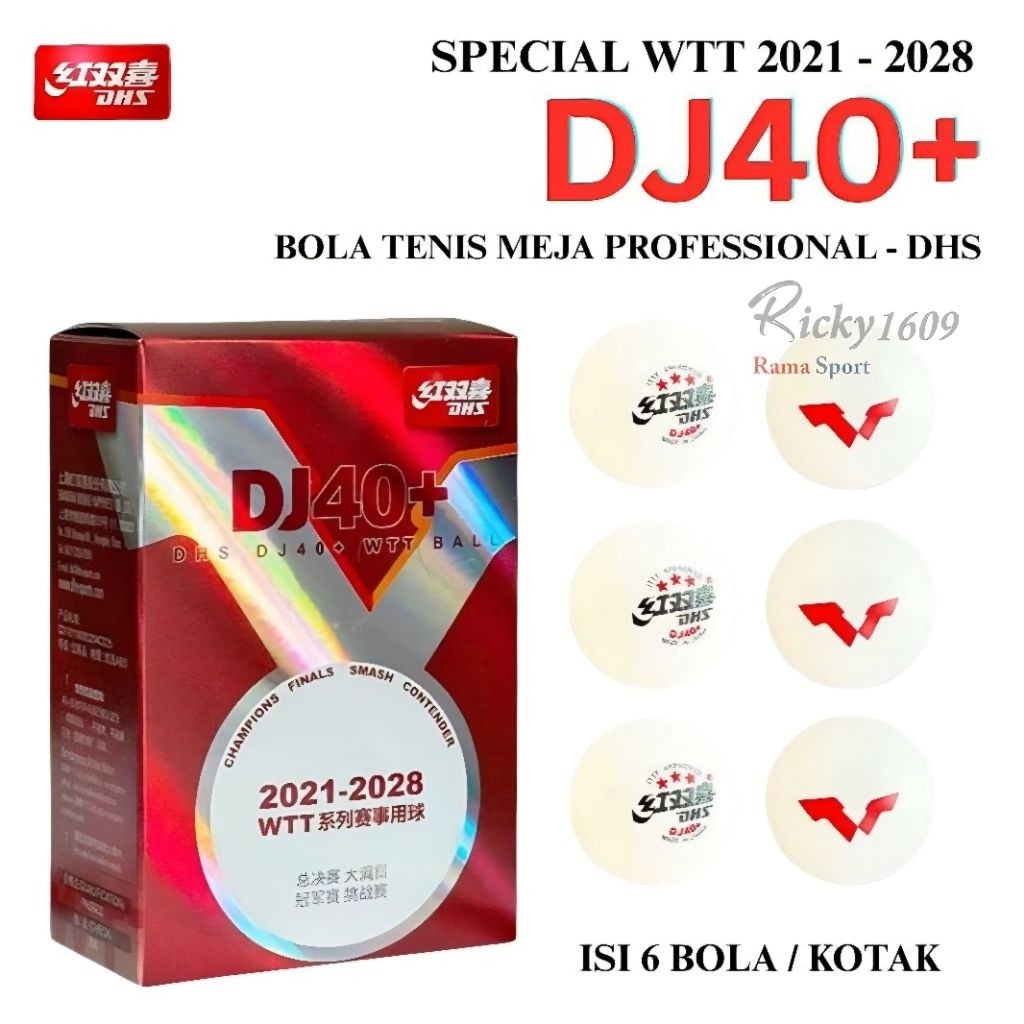 BOLA TENIS MEJA DHS DJ40+ WTT / BOLA PINGPONG DHS DJ40+ WTT (DHS DJ40+ WTT 3 STAR) - ORIGINAL DHS MA