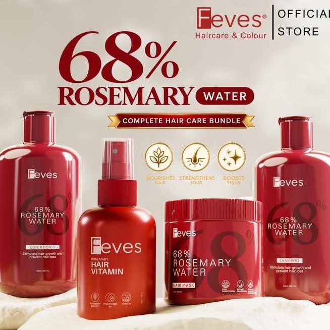 Bundle Hemat Feves Rosemary Series Hair Care 4 In 1 Paket Perawatan Rambut Rontok Hair Mask Shampoo 