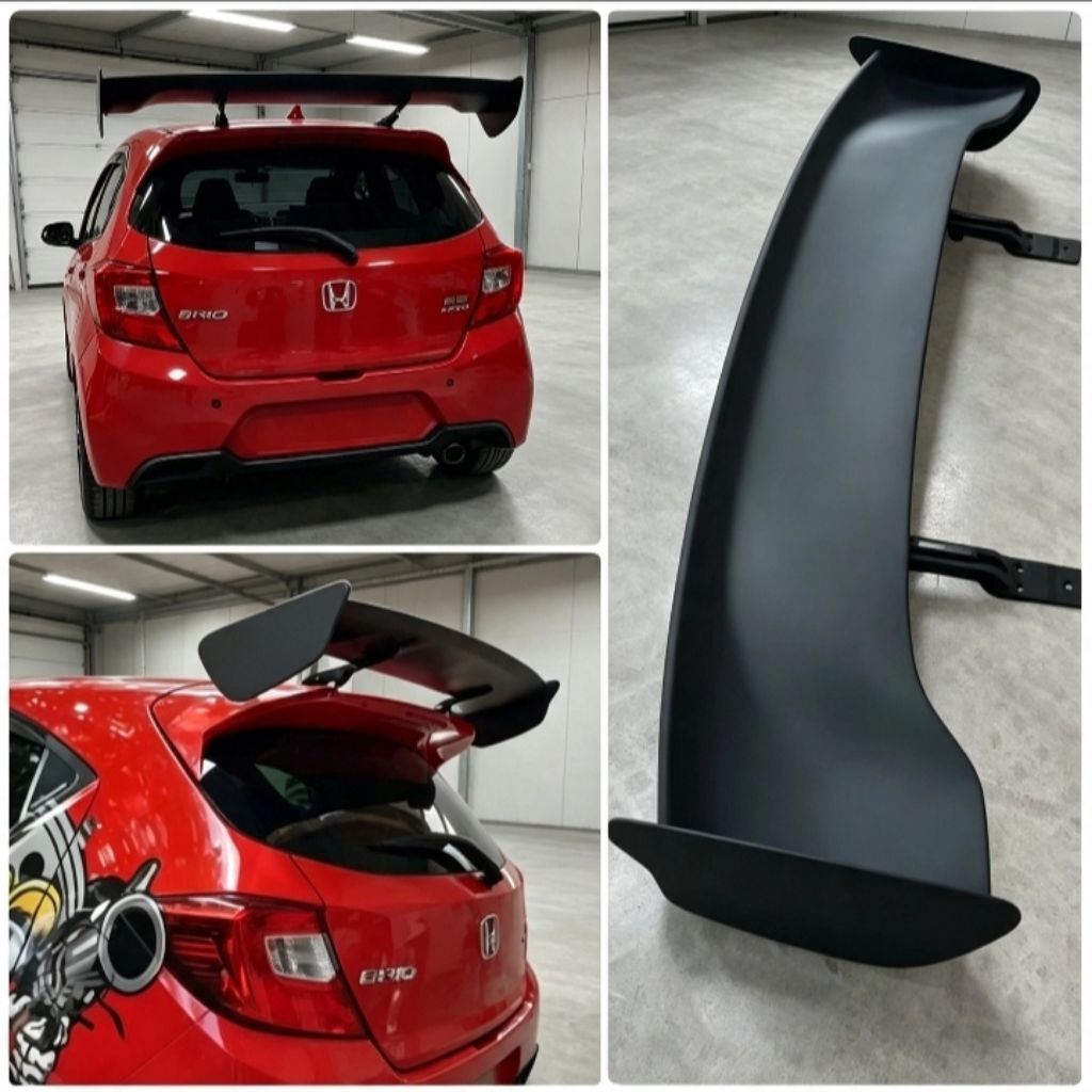 Spoiler js racing new honda brio / black doff premium