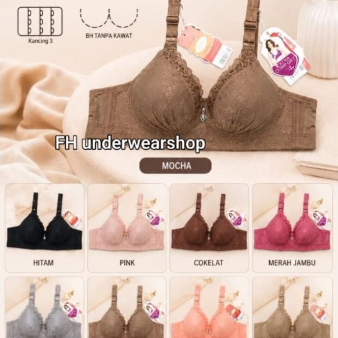 Grosir BRA/BH PIAOLI 88888 renda emboss tanpa kawat kaitan 3