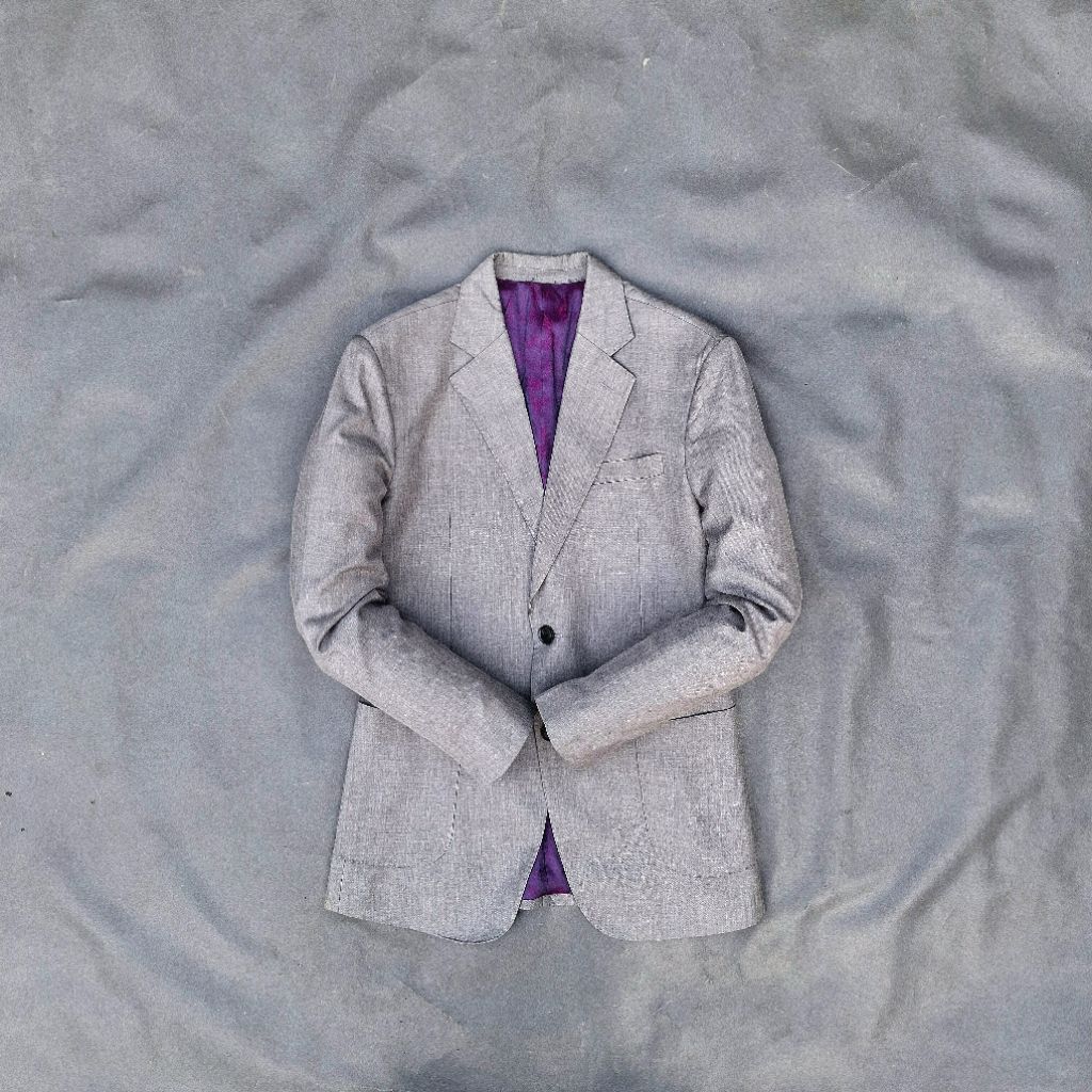 blazer slimfit pria abu mewah/preloved jas laki laki premium/blazer second pria fermate size M lingk