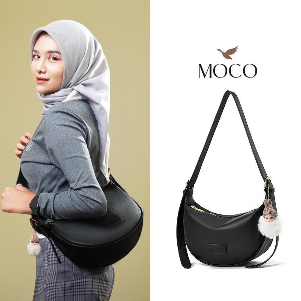 New Moco Official - Nina Hobo Bag Fashion Tas Selempang Wanita Crybaby Bag Charm Bulu Half Moon Slin