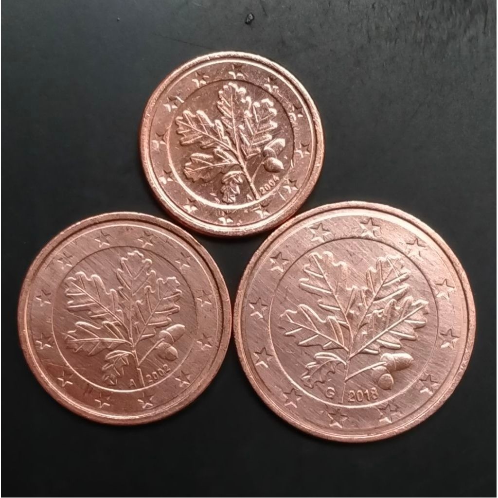 Set Koin Kuno Jerman Euro Cent 1 - 2 - 5 Cents cuci