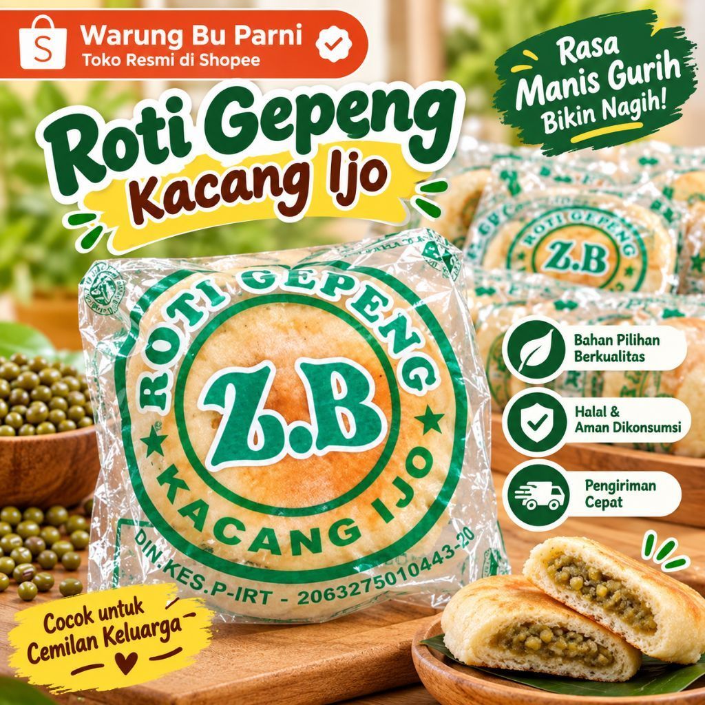 Roti Pia Gepeng Kacang Ijo / Roti Gepeng Kacang Ijo