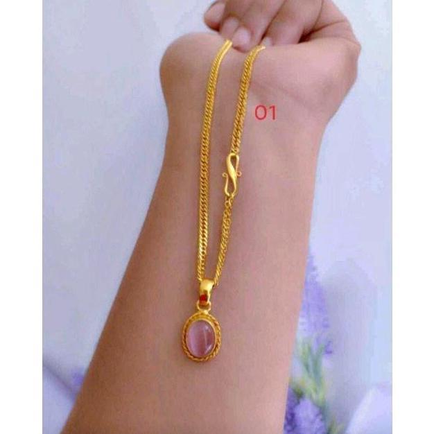 kalung titanium liontin batu