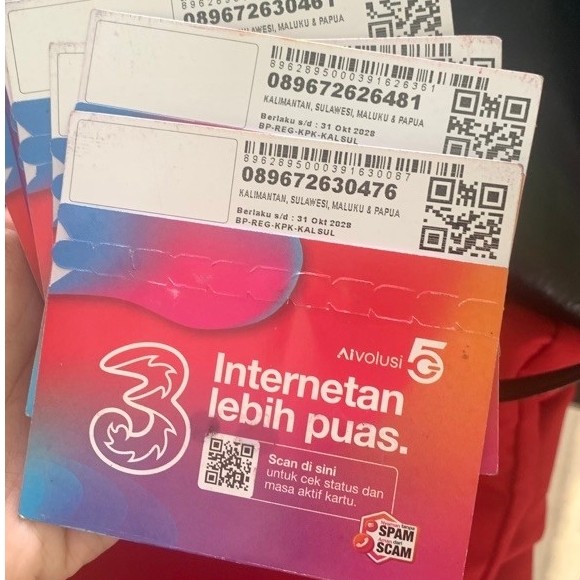 Perdana TRI - Paket Data 3GB, Bonus Kuota, Kompatibel 4G/5G